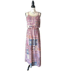 A. Byer Maxi Floral Sleeveless Multicolor Elastic Waist Dress M